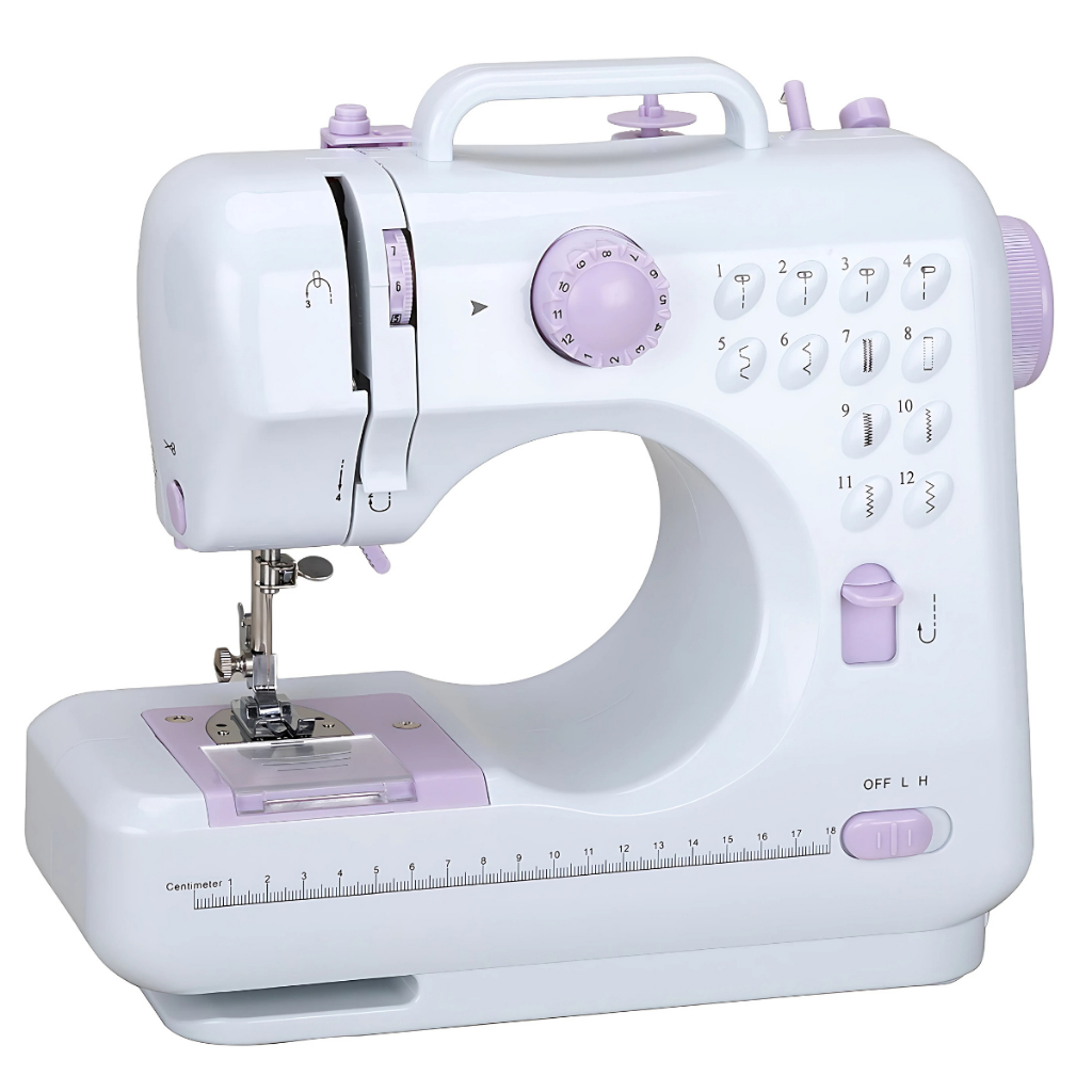 Mini Máquina De Costura Multifuncional Doméstica Com Pedal Portátil Composta de 12 Pontos - Bivolt