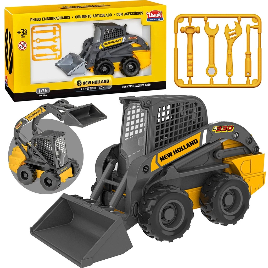 Mini Carregadeira New Holland L330 – Usual Brinquedos Realista Infantil Construção