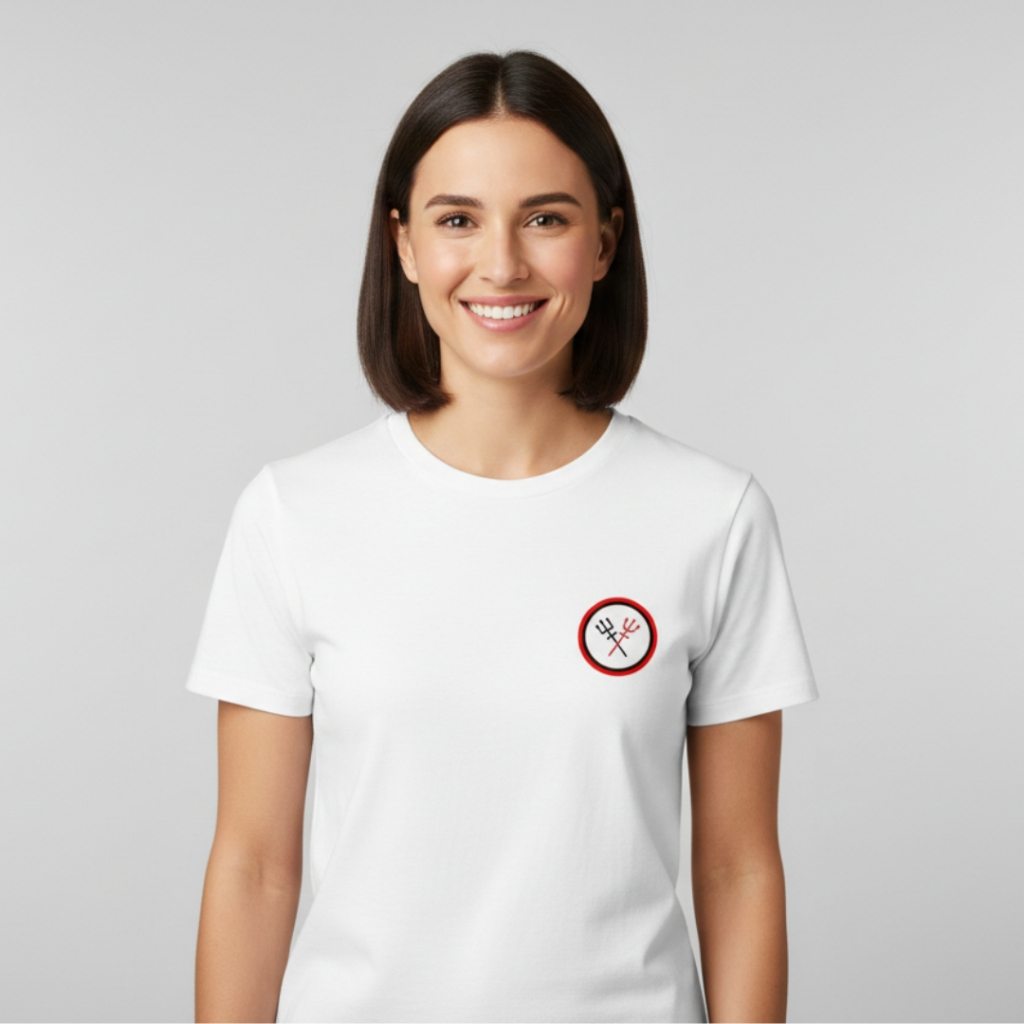 CAMISETA UNISEXX BORDADA TRIDENTE EXU E POMBAGIRA  | 100% ALGODÃO | ENTREGA RÁPIDA