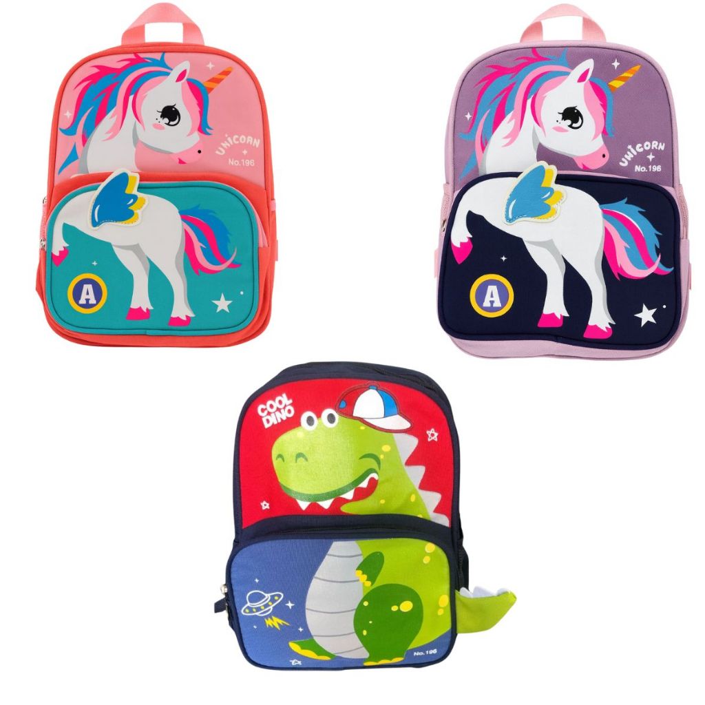 Mochila Infantil Escolar Menina Menino Dino e Unicórnio