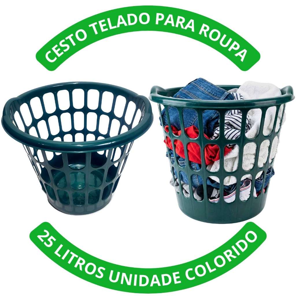 Cesto Telado para Roupa Lavanderia Plástico Resistente Com Alça 1 Unidade Diga Adeus à Roupa Úmida!