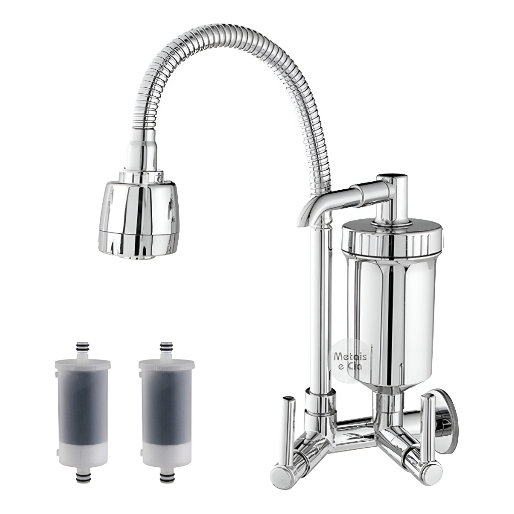 TORNEIRA COZINHA COM FILTRO GOURMET FLEXÍVEL 2 JATOS PAREDE + REFIL