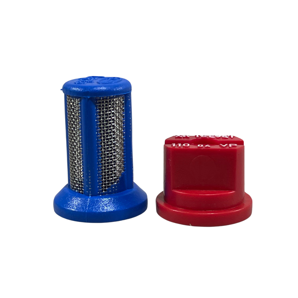 Kit Bico Leque Vermelho 04 Com Filtro Para Pulverizador Bomba Costal Jacto