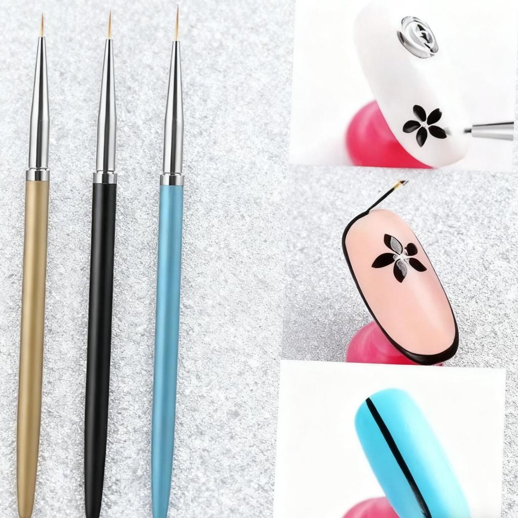 Kit com 3 Pincéis D&Z para Esmaltação em Gel e Contorno Francês Reverso - Profissionais para Unhas