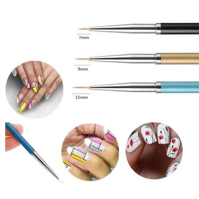 Kit com 3 Pincéis D&Z para Esmaltação em Gel e Contorno Francês Reverso - Profissionais para Unhas — imagem 2 de 2