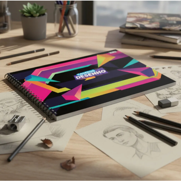 Caderno De Desenho 60 Folhas Nova Caderno - Estampa Sortida	
