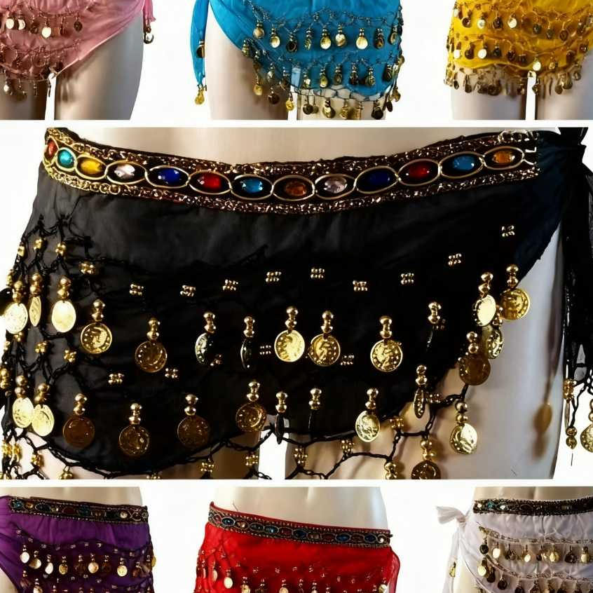 Saia Lenço Quadril Dança do Ventre com Moedas | Cinturário Belly Dance Acessório Oriental em Oferta na Shopee