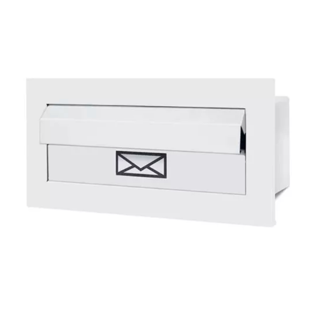 Caixa Correio Inox Embutir 3 Cores Antifurto Pingadeira Nunca Enferruja Segura 30x15cm Muro Parede