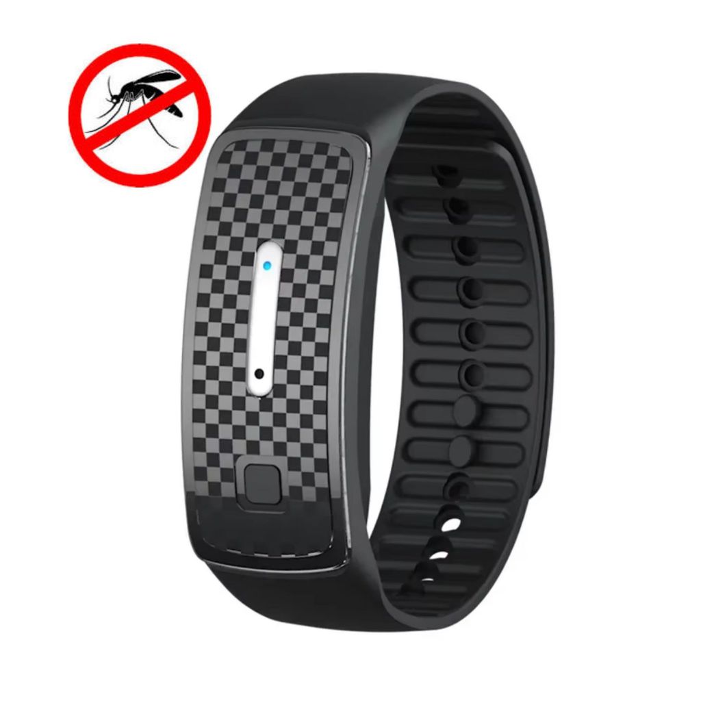 Pulseira Repelente Espanta Insetos Ultrassônica Eletronica Cinza-escuro