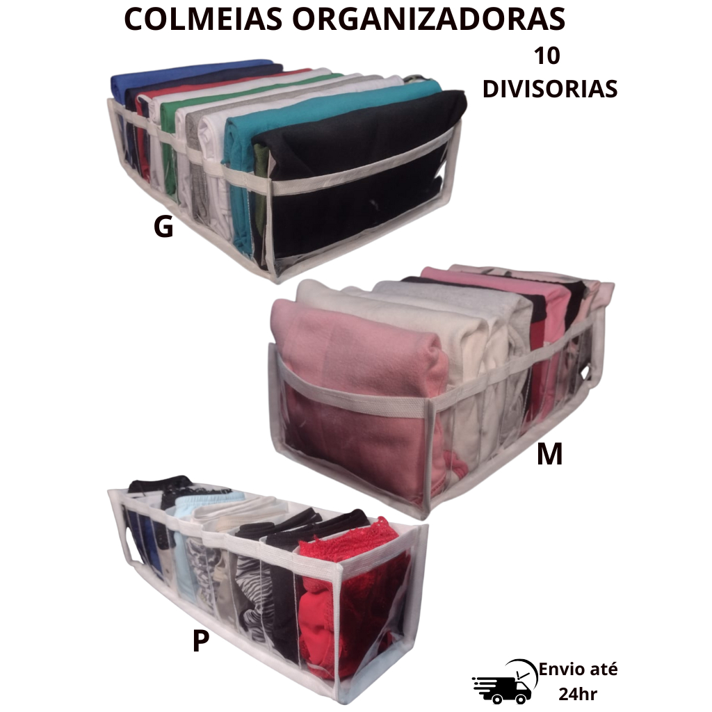 Colmeia Organizadora de Gaveta P M G – 10 Divisórias – TNT e Plástico Reforçado