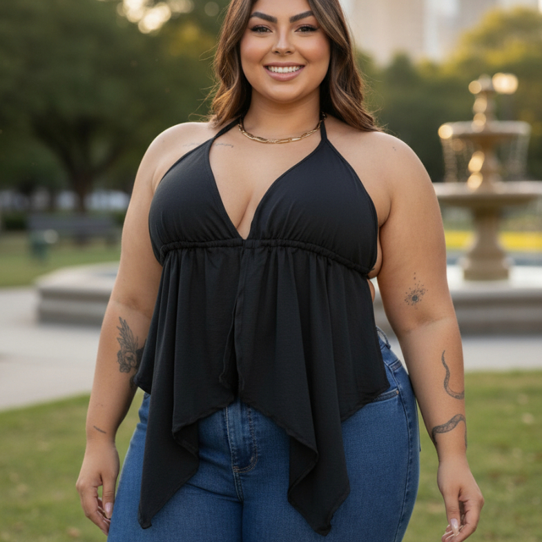 Top Malibu Cropped Feminino Babado  Boho Chic  Com Bojo Costa Nua Plus Size Blusinha Babado
