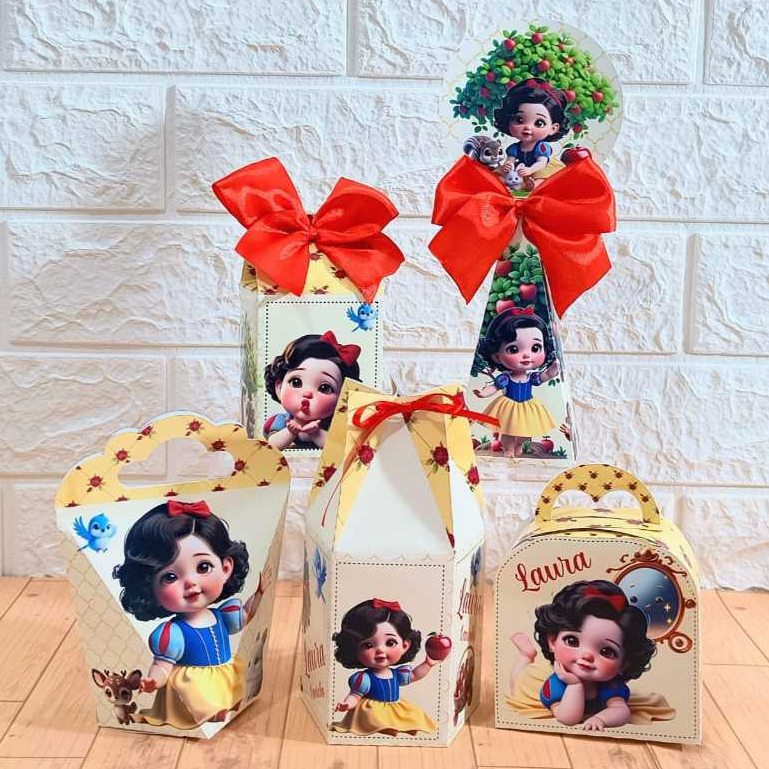 Kit 20 Caixas Personalizadas - BRANCA DE NEVE/ BABY/ CUTE - Caixas para Lembrancinhas de aniversário / PEGUE E MONTE