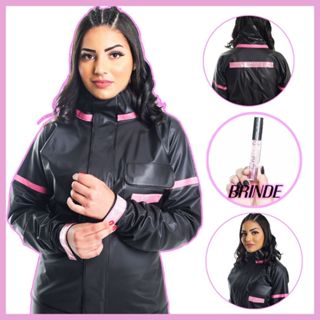 Capa Impermeável Feminina Premium + Brinde Costuras Reforçadas Rosa leve moto em Oferta na Shopee