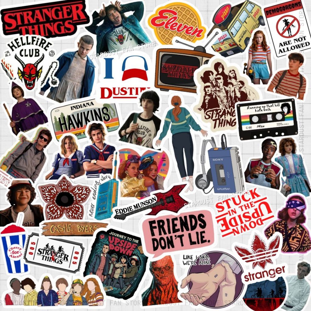 Kit 40 Adesivos STRANGER THINGS – Stickers Vinil à Prova D’Água | Papelaria Geek Anos 80 Kindle em Oferta na Shopee