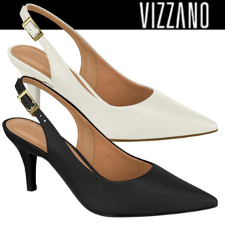 Scarpin Vizzano Feminino Slingback Bico Fino Salto Médio Conforto Original em Oferta na Shopee