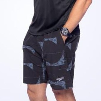 Bermuda Masculina Média Estampada Cós Com Elástico Bolsos Tecido Leve - PRETO em Oferta na Shopee