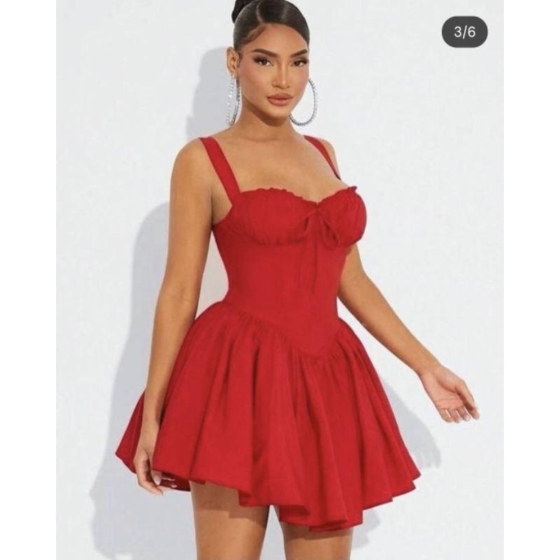 Vestido  Macacão  Macaquinho Acinturado Alças Largas Com Decote Babadinho Curto Estiloso