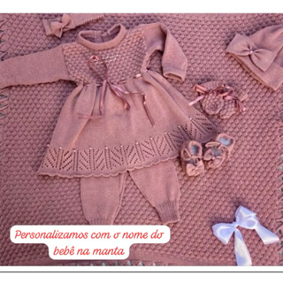 Saída Maternidade Menina em Tricô Luxo – 7 Peças | Presente Perfei em Oferta na Shopee