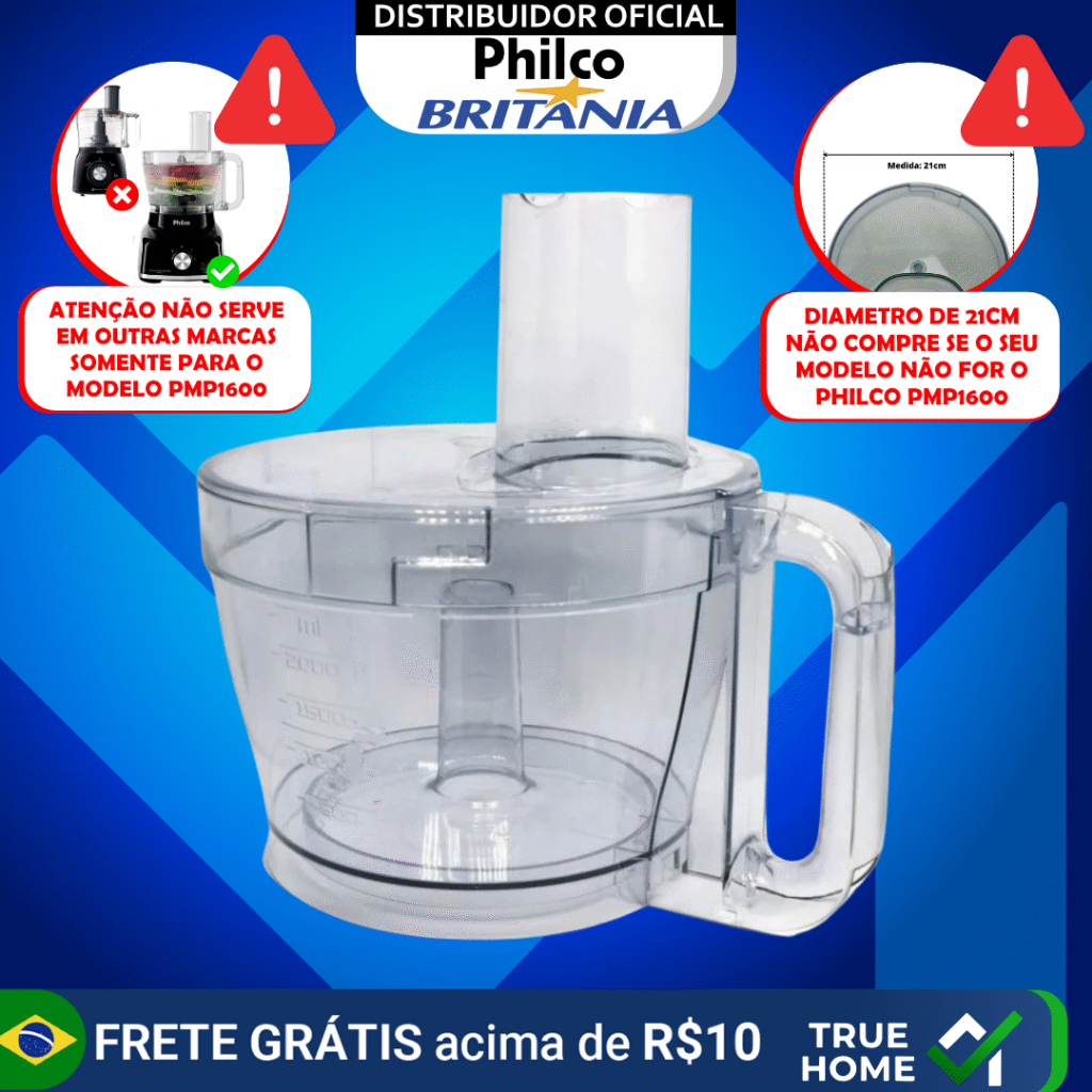 JARRA COM TAMPA PROCESSADOR PHILCO PMP1600P PMP1600V ORIGINAL JARRA COMPLETA MULTIPROCESSADOR