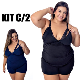 Kit 2 Baby Doll Plus Size Amamentação Short Doll Pijama | Maternidade Gestante e pós parto em Oferta na Shopee