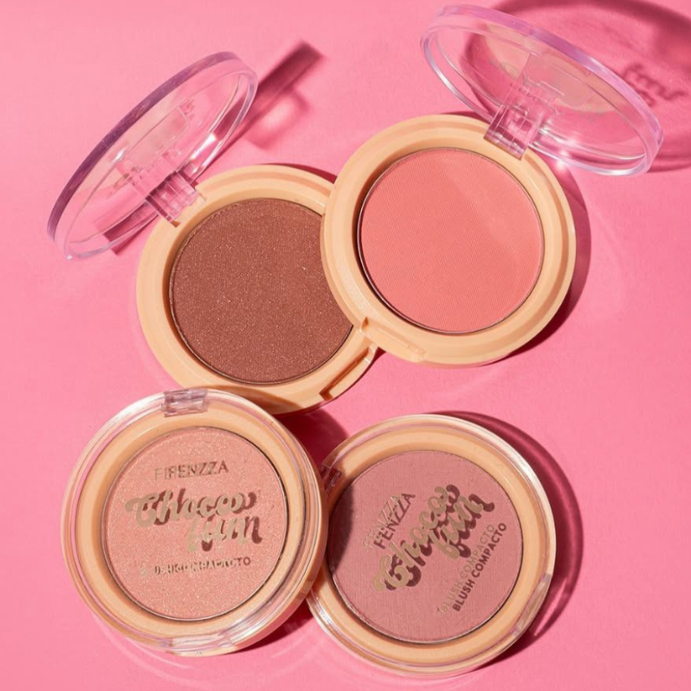 BLUSH COMPACTO FENZZA linha CHOCO FUN - 4 cores Cheirinho de Chocolate em Oferta na Shopee