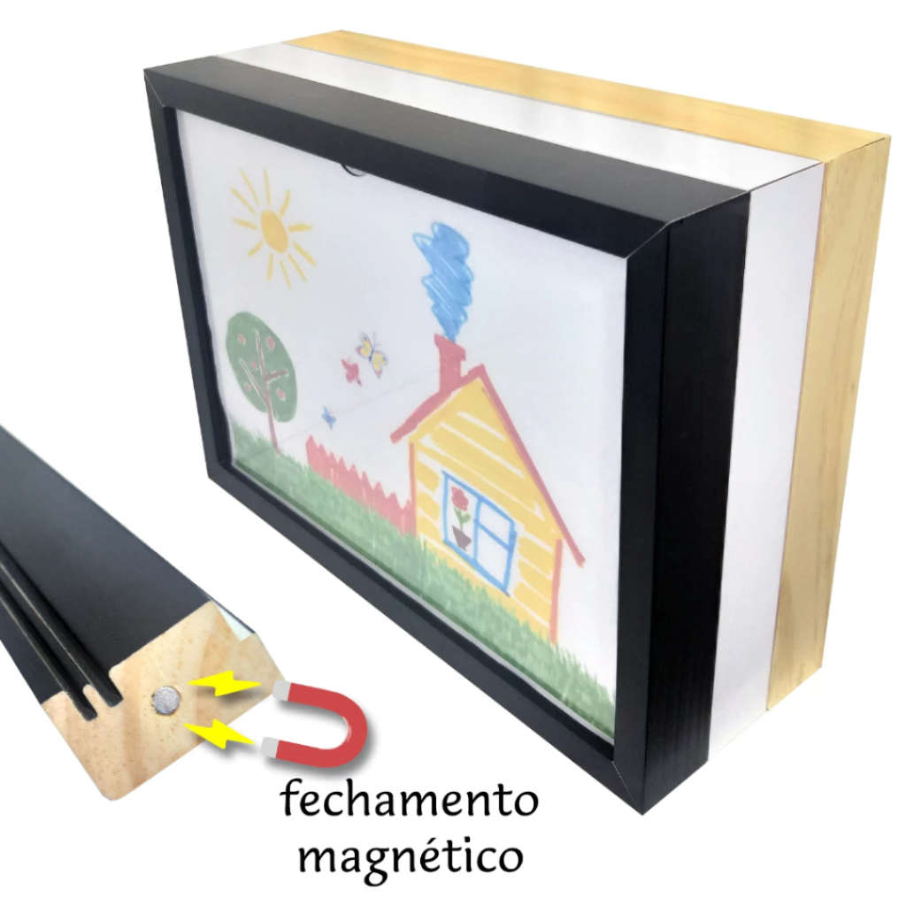 Quadro Expositor Para Guardar Desenhos Decorativo Quarto Infantil Criança Tamanho A4 em Oferta na Shopee