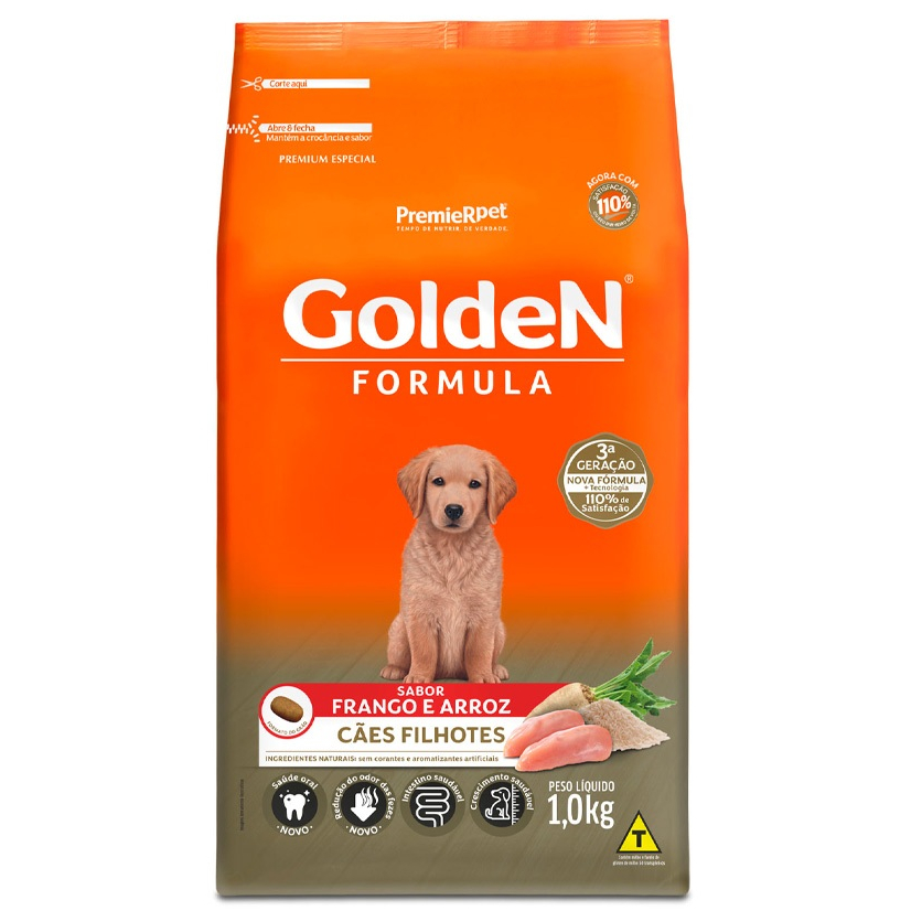 Ração Golden Fórmula para Cães Filhote Sabor Frango e Arroz 1Kg