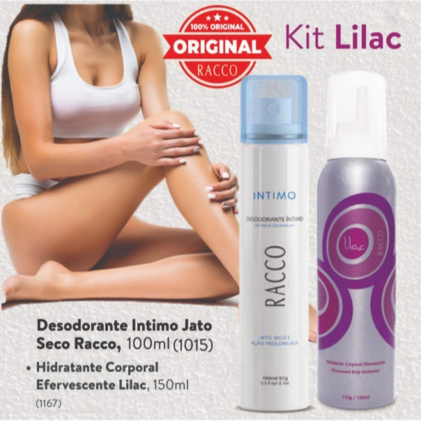 Kit Lilac Racco (Desodorante Intimos Jato Seco + Hidradante Corporal Efervescente Lilac)