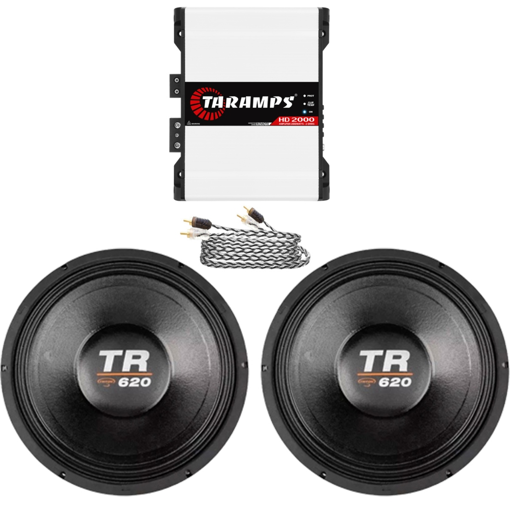 KIT 2 TRITON TR 620 4 OHMS MÓDULO HD 2000 2 OHMS CABO RCA 5 METROS INJETADO em Oferta na Shopee