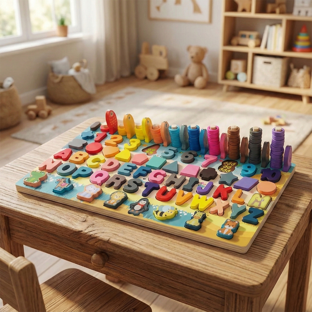 Tabuleiro Infantil Em Madeira Multiatividades Educativas Montessori - Dm Toys