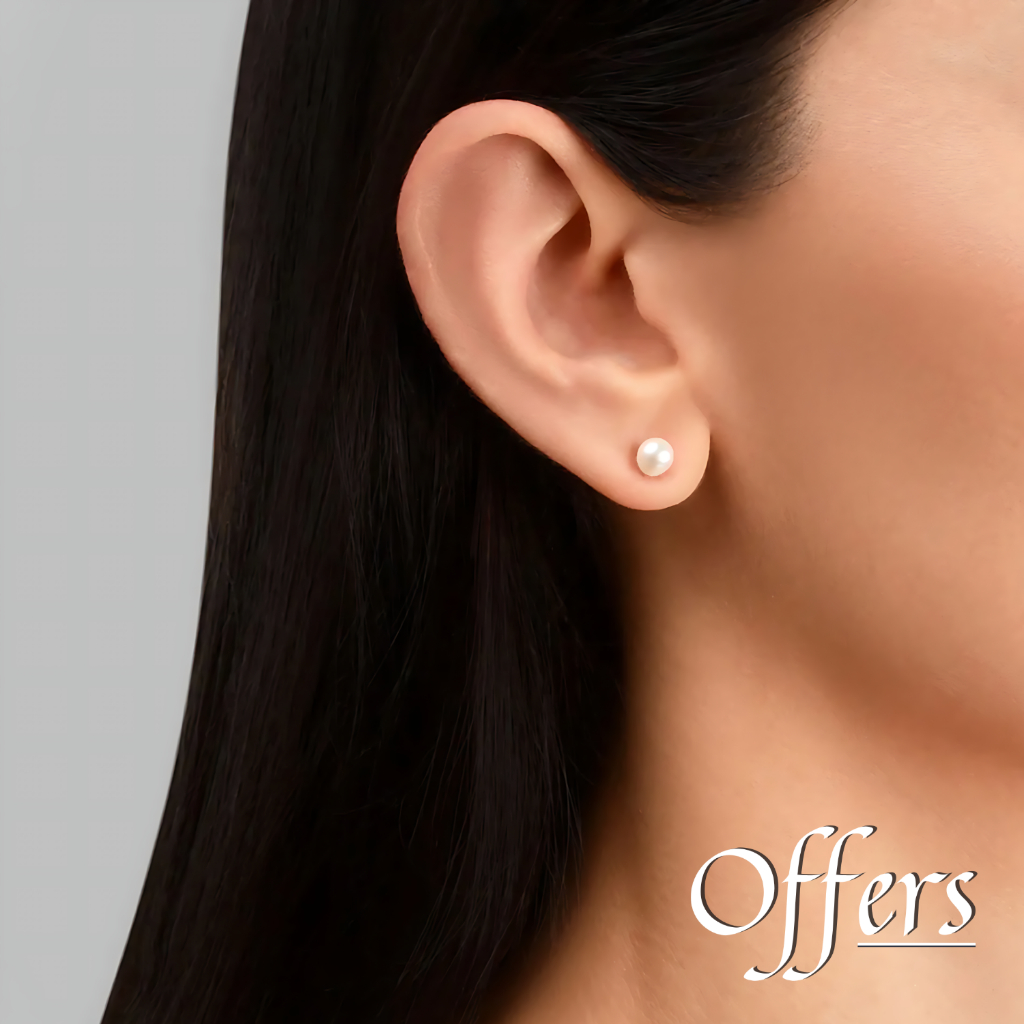 Brinco Pérola Prata em Aço Inox