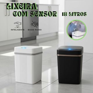 Lixeira com Sensor Infravermelho 18 Litros Indicado para Banheiro, Cozinha e Espaços Internos em Oferta na Shopee