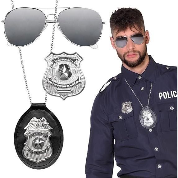 Fantasia Kit 3 Acessórios De Policial FBI Carnaval, Festa Fantasia, Cosplay