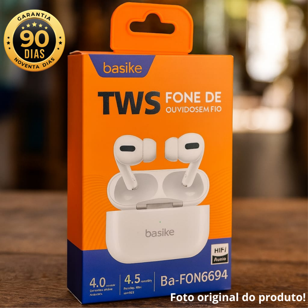 Fone de Ouvido Bluetooth Sem Fio - Fone De Ouvido Basike Tws Bluetooth Inova Fon6694