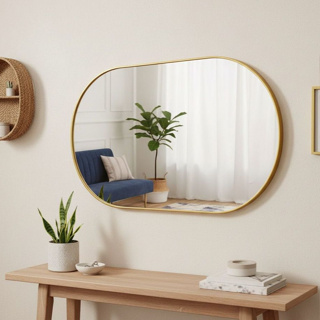 Espelho Decorativo Oval 80x50 Com Borda Em Couro + Suporte em Oferta na Shopee