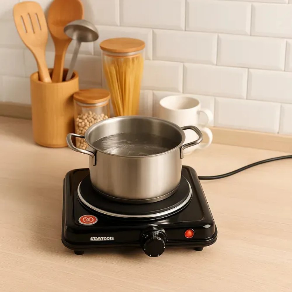 Fogareiro Elétrico Indução 1 Boca 220V Preto Portátil Cozinha Mesa Rápido Compacto Aquecimento