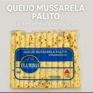 Queijo Mussarela Palito Temperado Vila Minas – Lácteo Embalado a Vácuo • Aprox. 220g em Oferta na Shopee