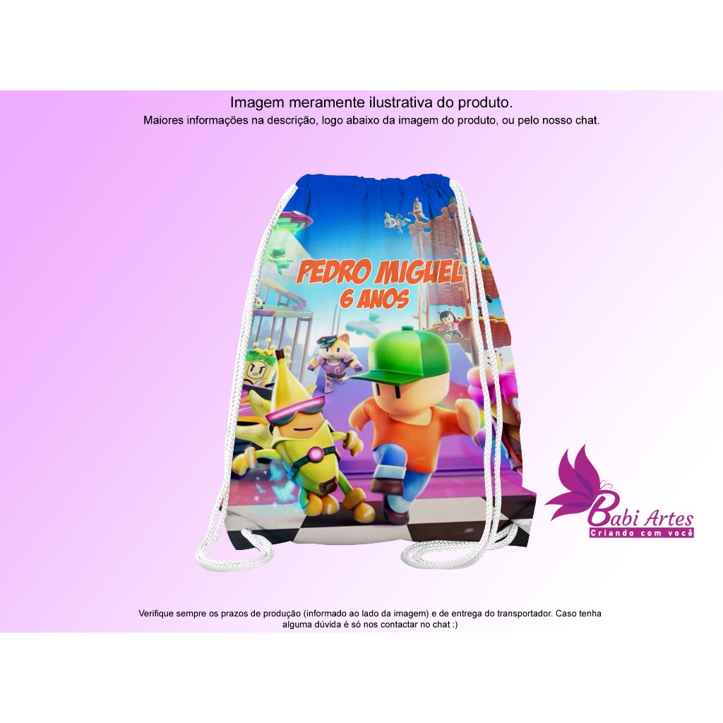 Mochilinha saco Personalizada Games  Festa Aniversário Lembrancinha Saquinho Infantil