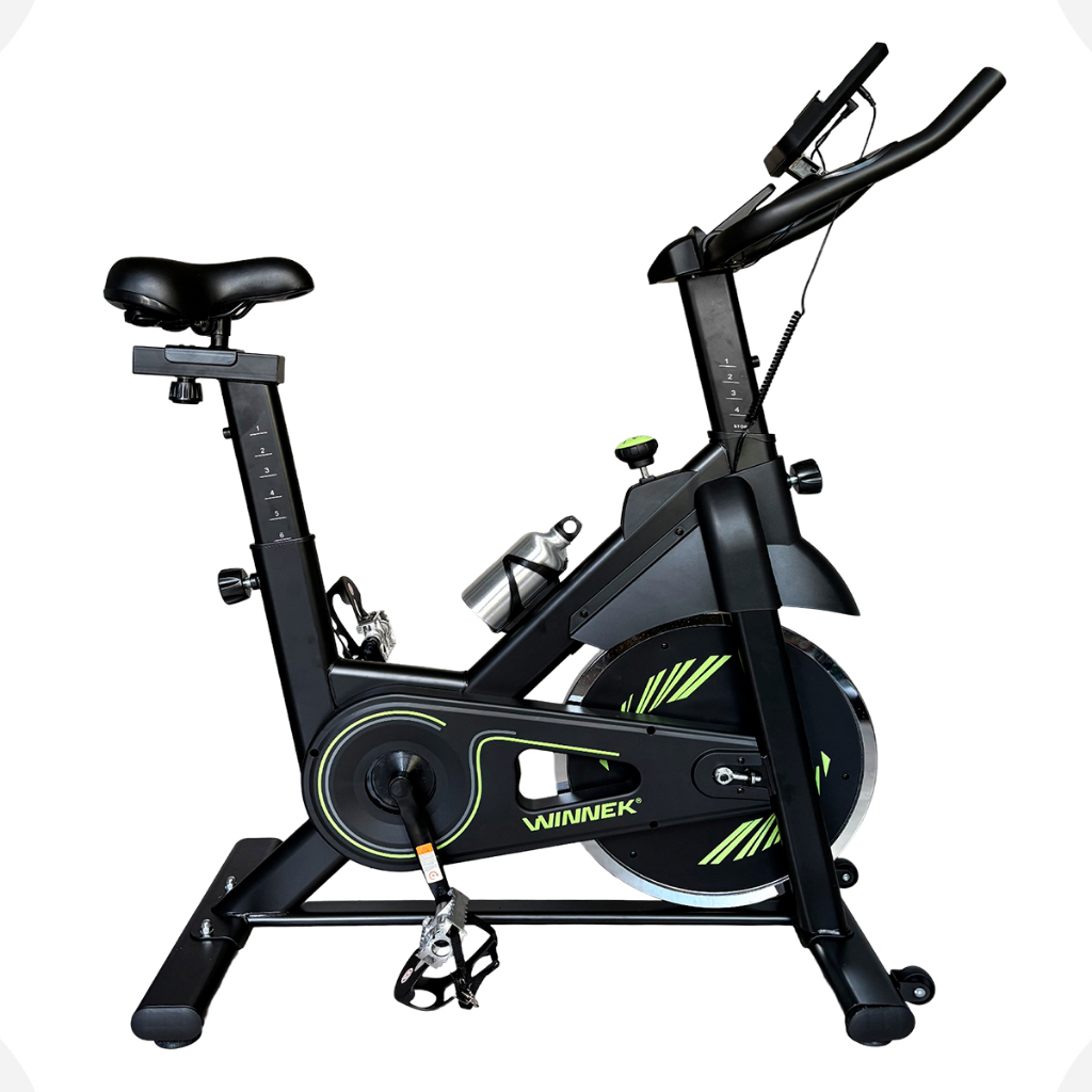 Bicicleta Ergometrica Spinning Com Roda De Inercia De 8kg Marca Winnek Preto/verde Suporte Celular Tablet