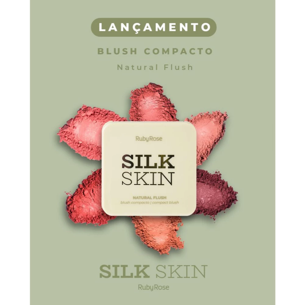 Blush Compacto Ultrafino Alta Pigmentação Natural Flush Silk Skin Ruby Rose - Escolha Sua Cor