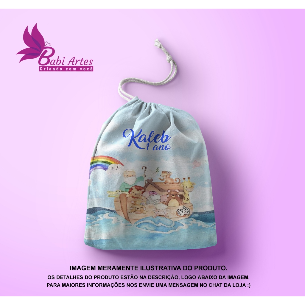 Saquinho Surpresa Personalizado Arca de Noé  Festa Aniversário Lembrancinha Saquinho Infantil