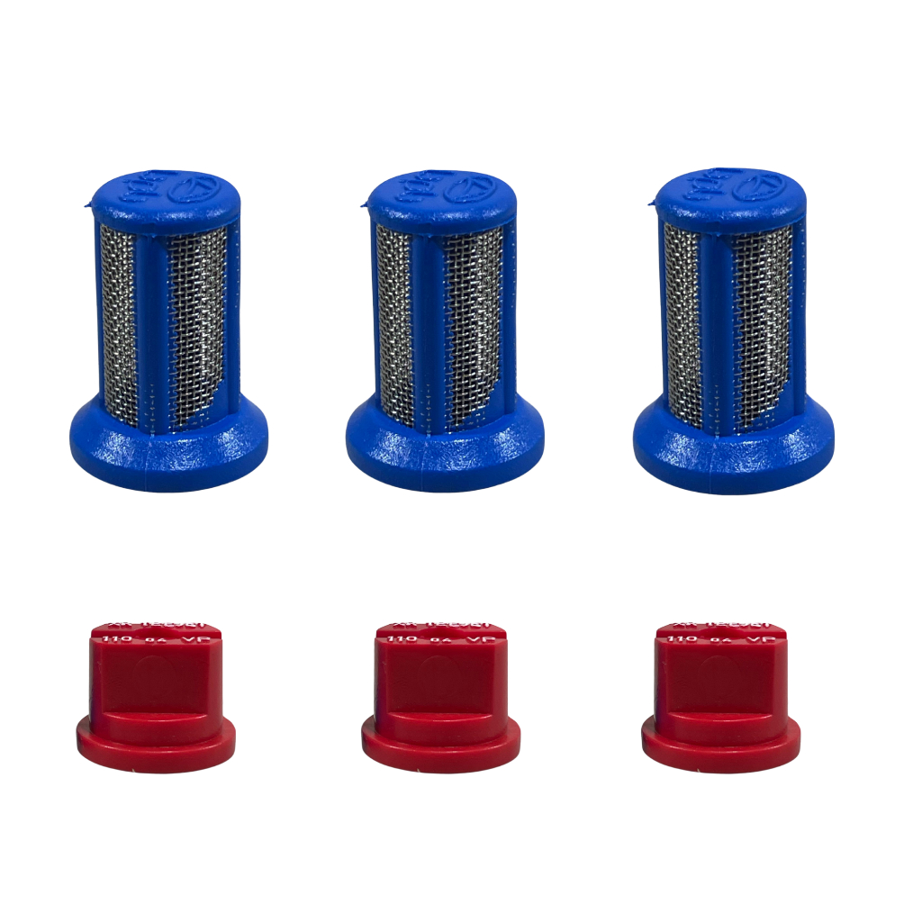 Kit 3 Bico Leque 04 Vermelho Com 3 Filtro Para Pulverizador Bomba Costal Jacto