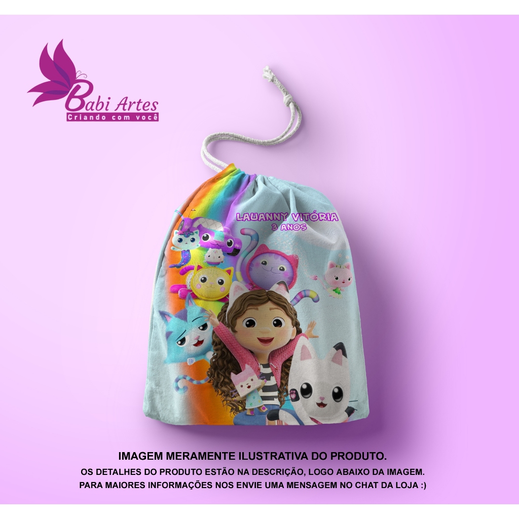 Saquinho Surpresa Personalizado A Casa Mágica da Gabby  Festa Aniversário Lembrancinha Saquinho Infantil