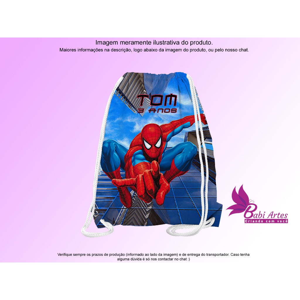 Mochilinhas Saco Personalizadas Homem Aranha  Festa Aniversário Lembrancinha Saquinho Infantil