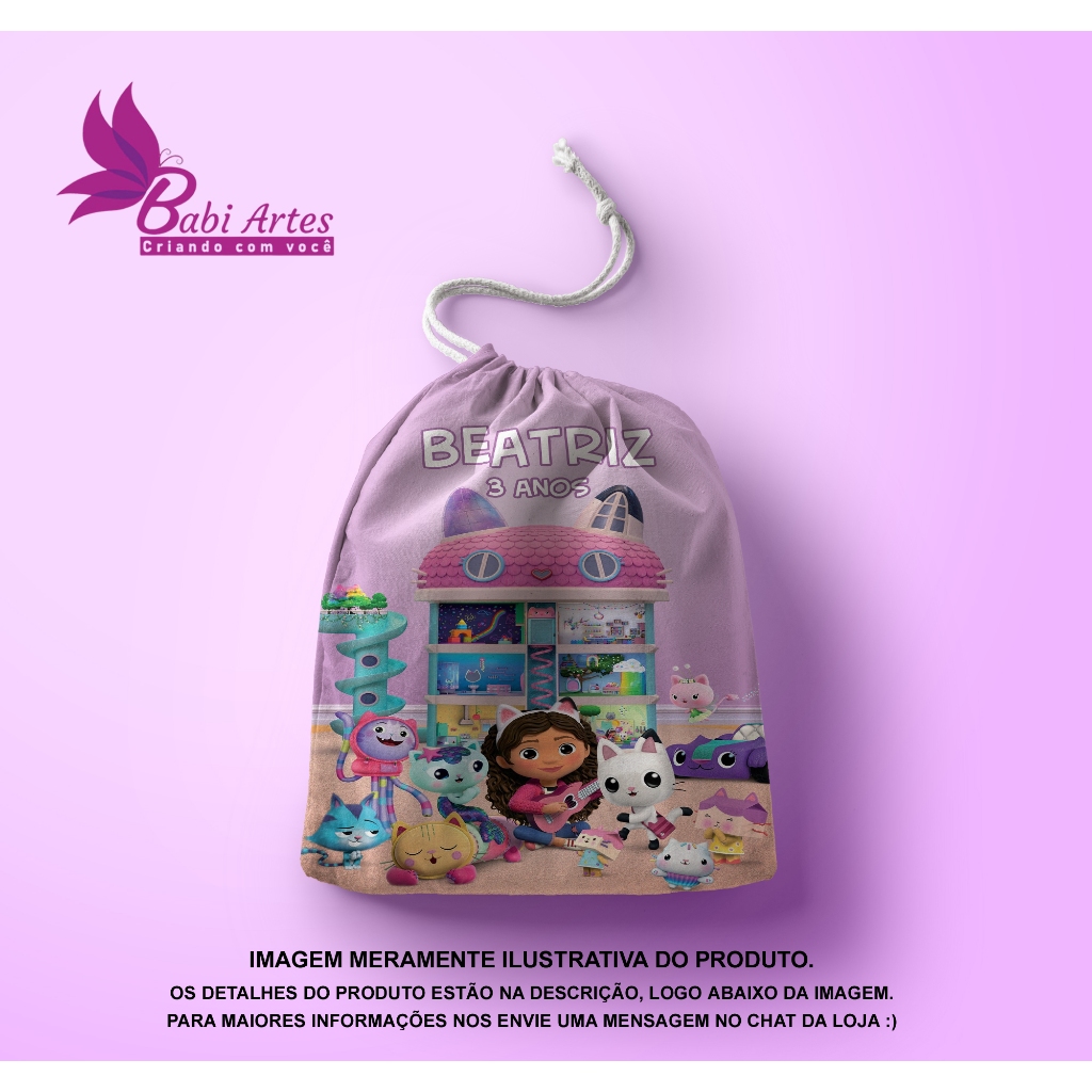 Saquinho Surpresa personalizado A casa mágica da Gabby  Festa Aniversário Lembrancinha Saquinho Infantil