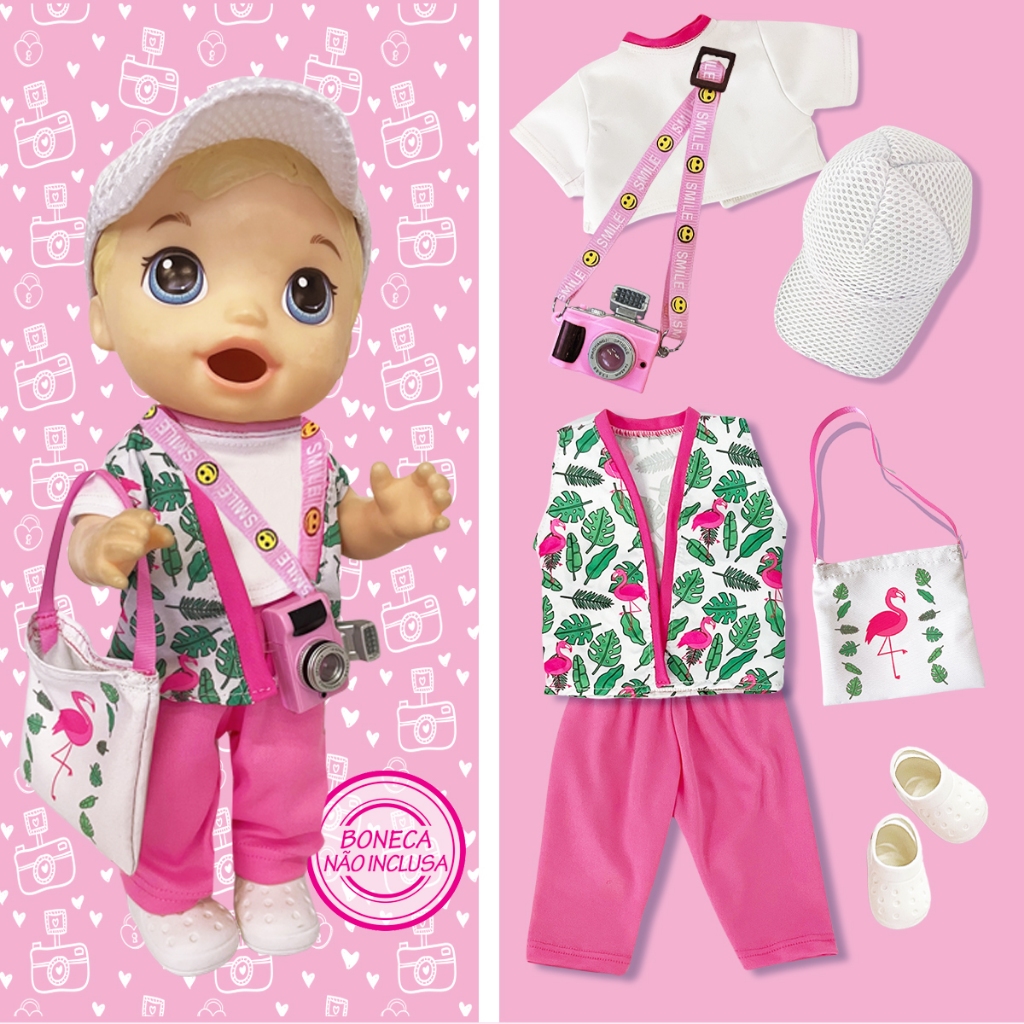 Kit Turista Viajando em Férias para Baby Alive e Little Mommy com mini máquina Fotográfica