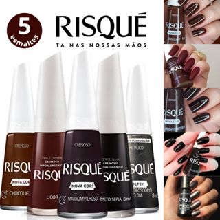 Kit 5 Esmaltes Risqué Marrom Preto Tons Escuro Terrosos Esmalte Atacado Nova Coleção em Oferta na Shopee