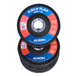 Kit com 10 Unidades de Disco Flap 4.1/2" Algom (Grao 40, 60, 80, 100, 120)