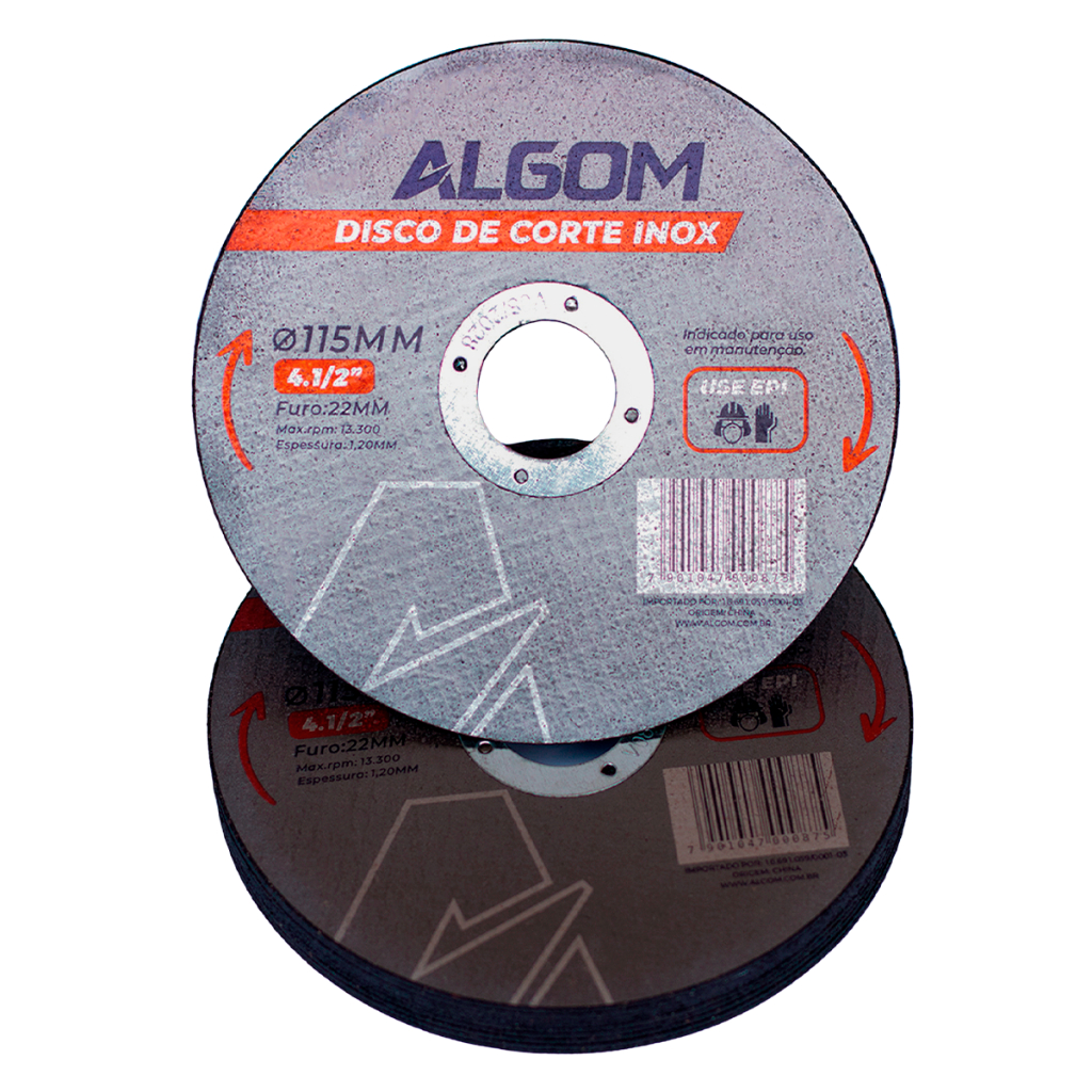 10 Unidades Disco De Corte Inox 4.1/2" (115X22mm) Algom em Oferta na Shopee