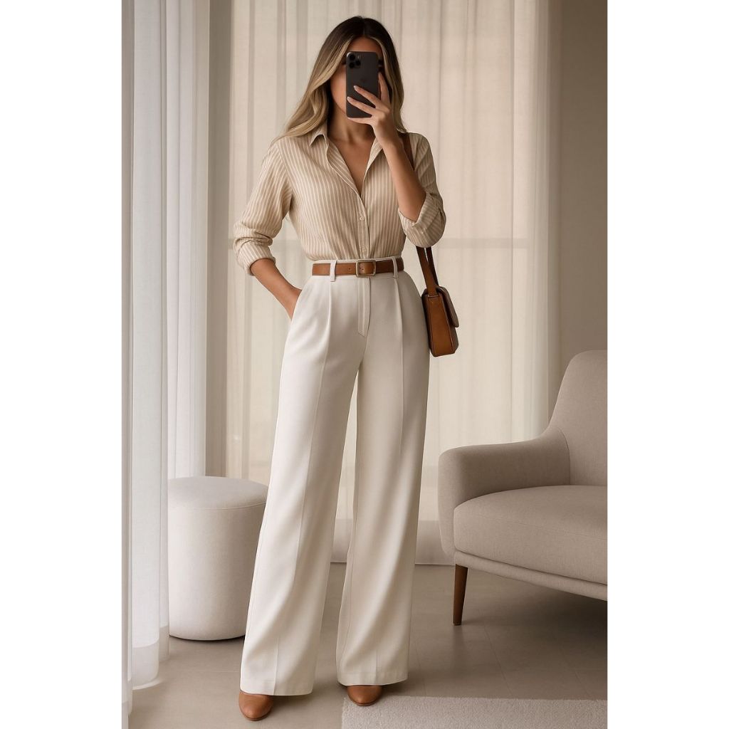 Conjunto Feminino Sofisticado de Blusa e Calça Alfaiataria – Elegância e Conforto para Médicas e Profissionais da Saúde em Oferta na Shopee
